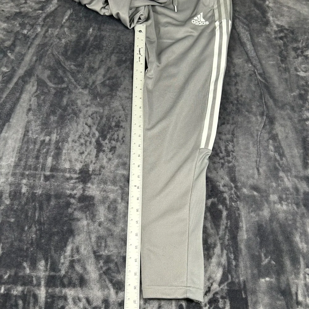 Adidas Tiro Track Pants Mens Small Grey White Stripes Zipper Cuffs Joggers